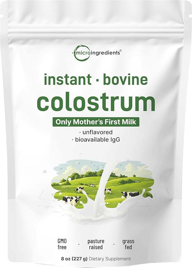 Micro Ingredients Vitamin D3 5000 IU with K2 100 mcg 300 Softgels &amp Instant Colostrum Powder Bundle 2 Pack | Essential Sunshine Vitamins | Grass-Fed Bovine Mother’s First Milk