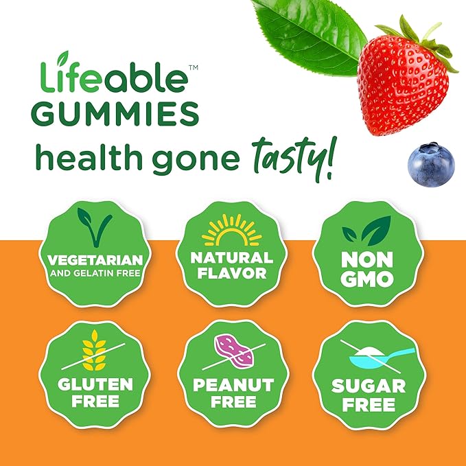 Lifeable Sugar Free Preciotic Fiber Kids + Vitamin D Kids Gummies Bundle - Great Tasting Vitamin Supplement Gluten Free GMO Free Chewable Gummy