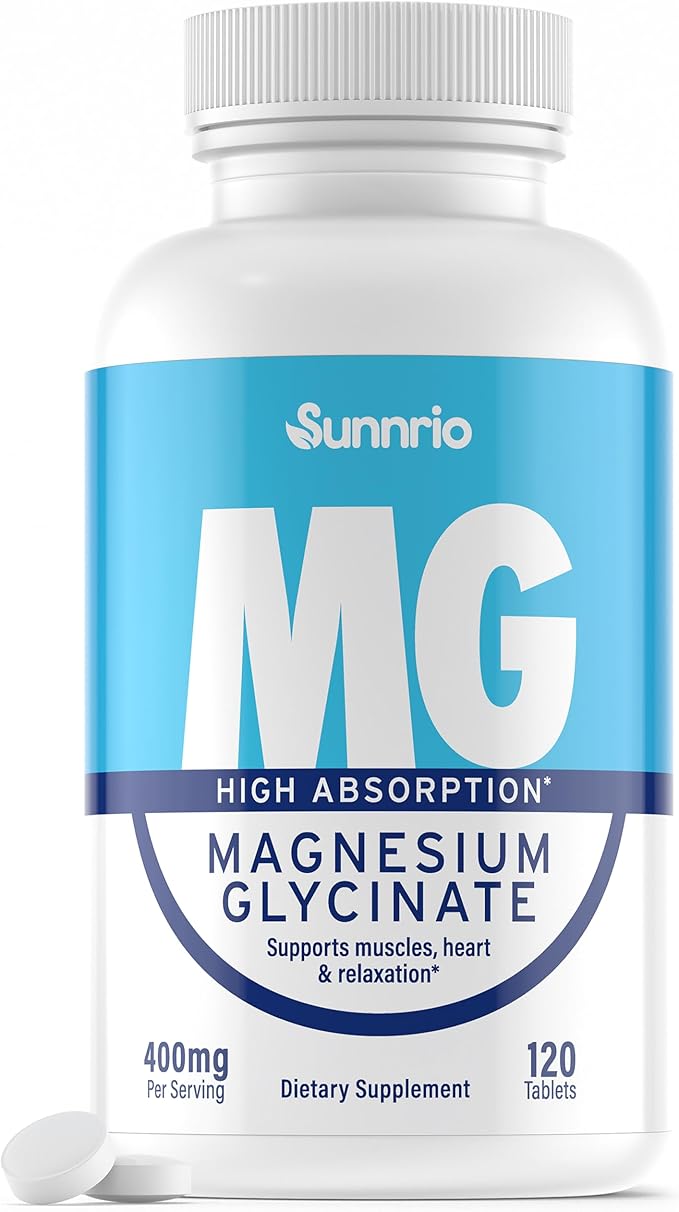 Magnesium Glycinate Supplement - 400mg per Serving - High Absorption Supports Muscle Heart Health Sleep and Relaxation* - Non-GMO Gluten-Free Vegan-Friendly - 120 Tablets