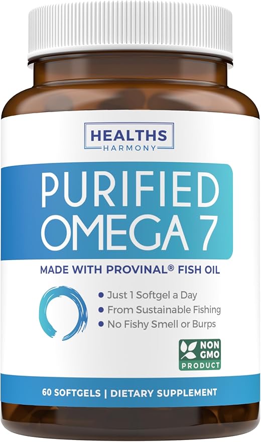 Omega 7 Supplement for Women and Men - High Potency &amp Purity Palmitoleic Acid Fatty Acid Fish Oil Supplement from Patented Provinal with Lowest Palmitic Acid - Sustainably Sourced (2 Month Supply)