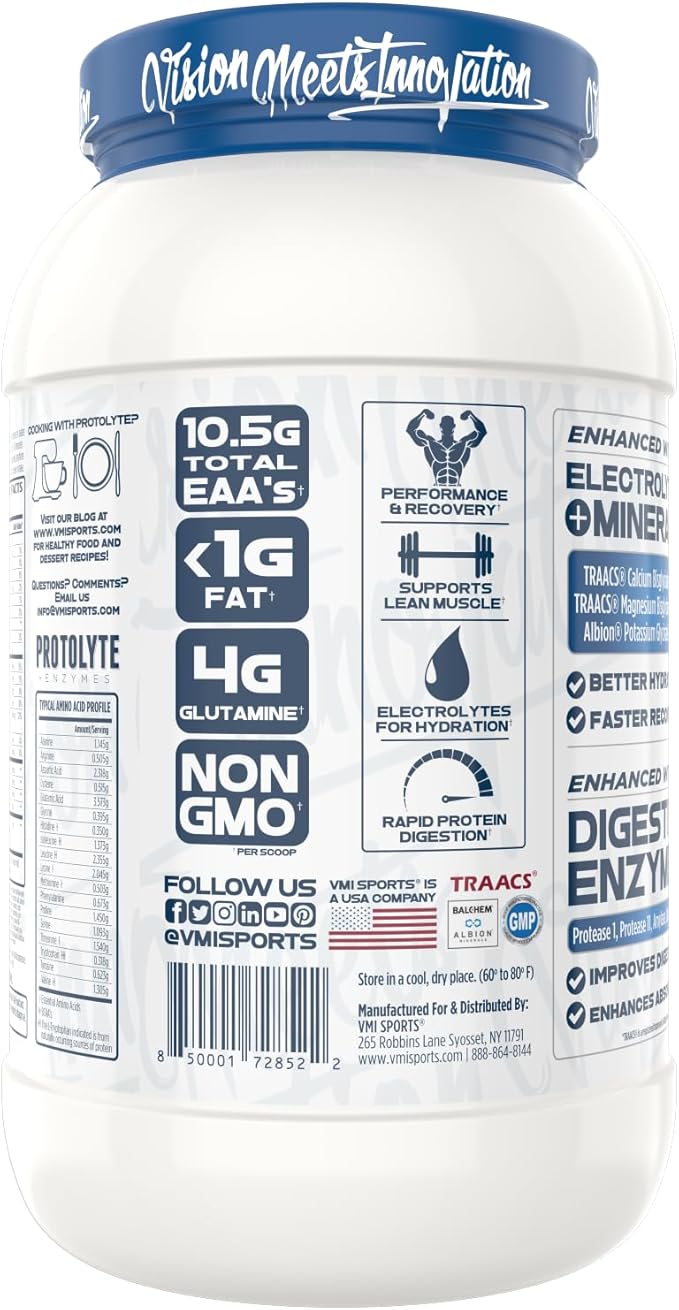VMI Sports | ProtoLyte Whey Isolate Protein Powder | Low Calorie Whey for Weight Loss and Muscle Gain | Digestive Enzymes | Non-GMO (1.6 lb Cinnamon Crunch)