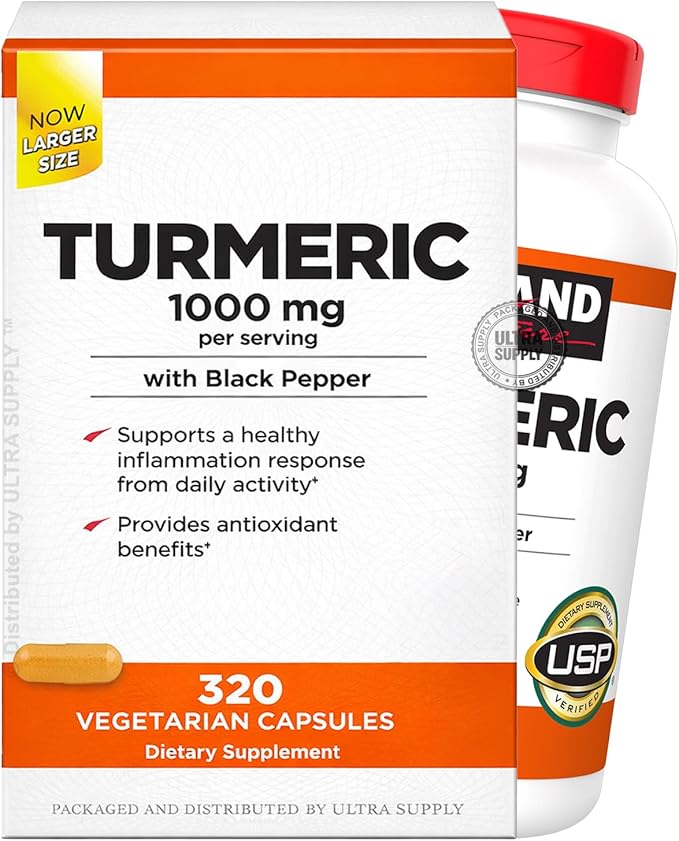 Kirk Lands Signatures Turmeric and Black Pepper Extract Capsules 320 Count Vegetarian Capsules