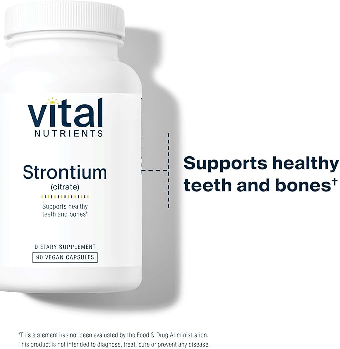 Vital Nutrients Strontium Citrate - Vegan Bone Strength Supplements - 227mg Strontium Citrate for Bone Health and Healthy Teeth - Gluten Dairy Soy Free - Non-GMO - 90 Capsules