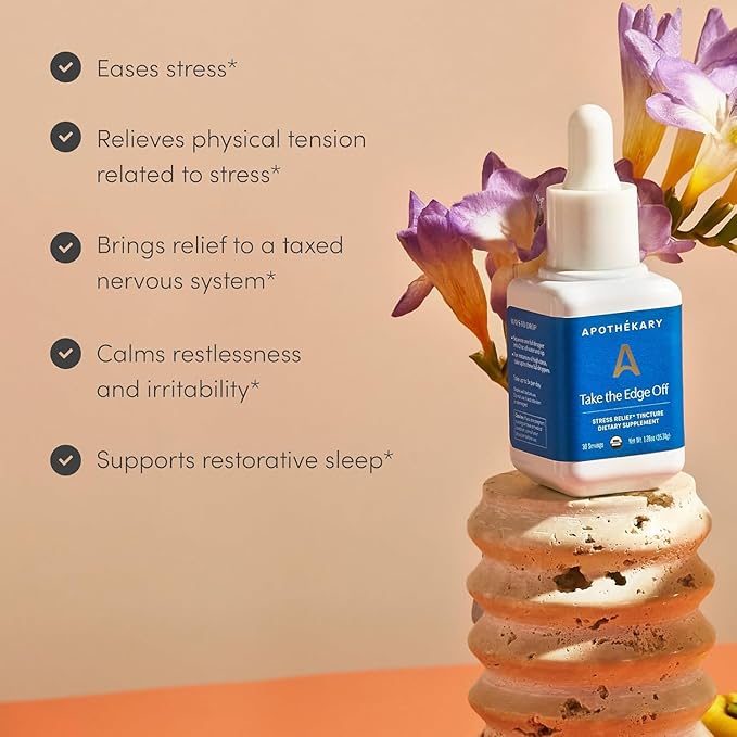 Apothékary All Day Stress Duo Herbal Supplement Liquid Drops Contains Wine Down 30 Servings and Take The Edge Off 30 Servings Support Relaxation Stress Relief and Natural Sleep 60 Servings