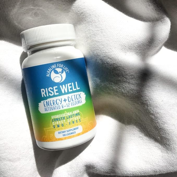 Alkaline for Life Rise Well Vitamin B12 - Vegan B12 - B12 Vitamins and Energy Supplements - Fast Acting B12 Sublingual 2000 mcg of B 12 Vitamin in Longer Lasting Form Than Methylcobalamin B12