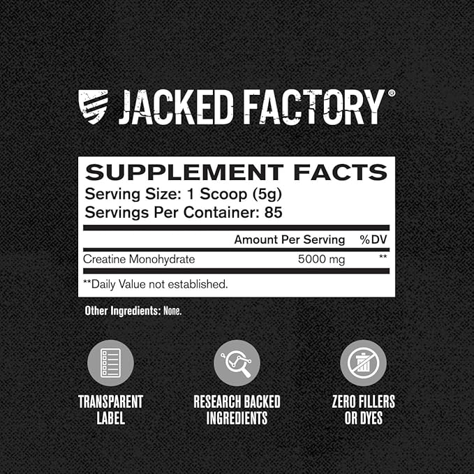 Jacked Factory Creatine Monohydrate Gummies (150 Gummies Lemon) &amp Creatine Monohydrate Powder (85 Servings Unflavored)