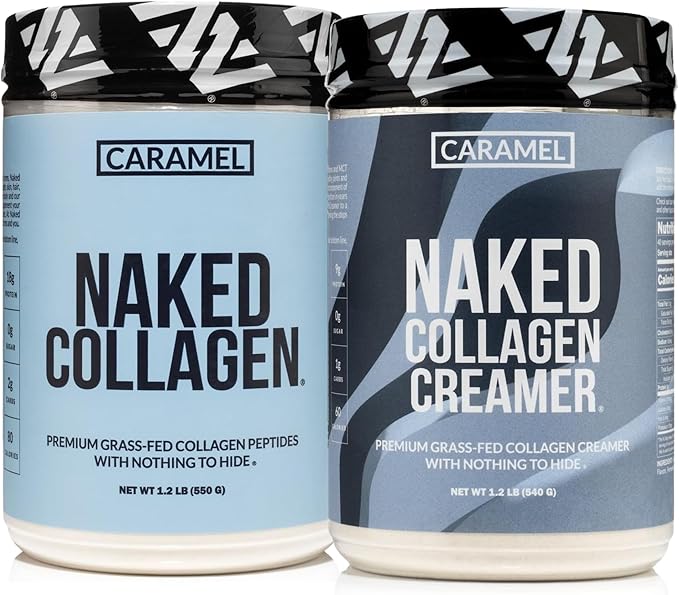 NAKED Caramel Collagen Peptides 20oz (25 Servings) Caramel Collagen Coffee Creamer (40 Servings) – Grass-Fed Pasture-Raised Hydrolyzed Collagen Non-GMO Keto Gluten Free Dairy-Free