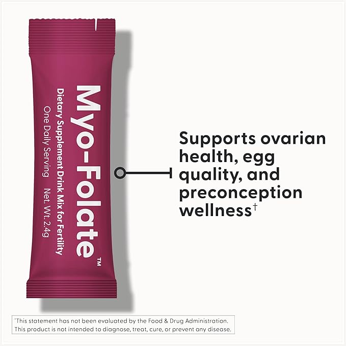 Fairhaven Health Folate and Myo Inositol Powder for Women - 1 Per Day Female Fertility Supplement Ovarian Health and Egg Quality - 2000 mg Myo-Inositol and 333 mcg Methylfolate – 30 Stick Packs