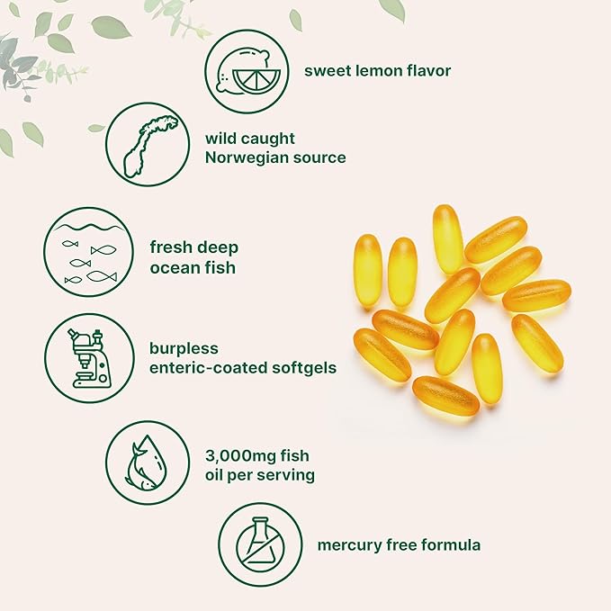 Micro Ingredients Omega 3 Fish Oil Supplements 3000mg Per Serving 240 Softgels | Lemon Flavored – Burpless | EPA 540mg + DHA 360mg | Deep Sea Fish
