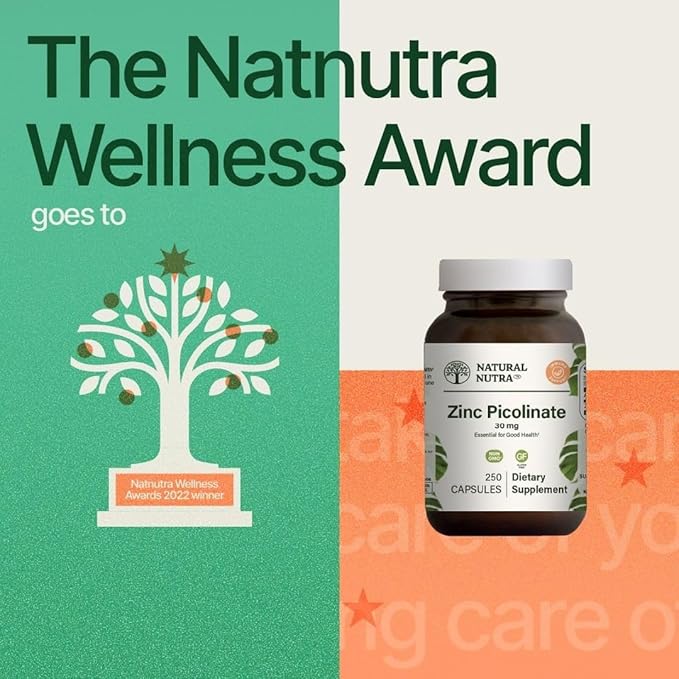 Natural Nutra Zinc Picolinate 30 mg Double Strength Raw and Pure Highly Bioavailable Supplement for Growth &amp Immunity Helps Promote Skin Health Support Metabolic System 100 Capsules (3 Pack)