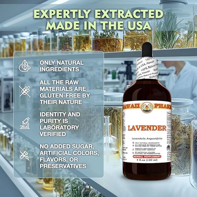 Lavender (Lavandula Angustifolia) Dry Herb Tincture Made in Hawaii Professional Grade Small Batch Raw Materials All Natural Vegan Pure Liquid Extract - 2 fl.oz