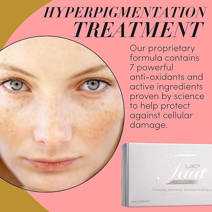 TAUT Bright Hyper Pigmentation Capsules - L Glutathione Supplement for Collagen with Alpha Lipoic Acid - Grape Seed Extract - Vitamin C Skin Whitening Capsules for Dark Spots - 60 Capsules