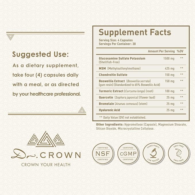 Joints Health Suppplement Glucosamine Chondroitin MSM - Joint Support Supplement for Women and Men with Turmeric MSM &ampBoswellia for Cartilage Joint Health and Flexibility - 120 Capsules