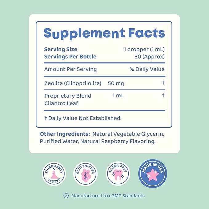 JoySpring DetoxZee Cilantro and Magnesium Citrate &amp Glycinate Liquid Drops for Kids