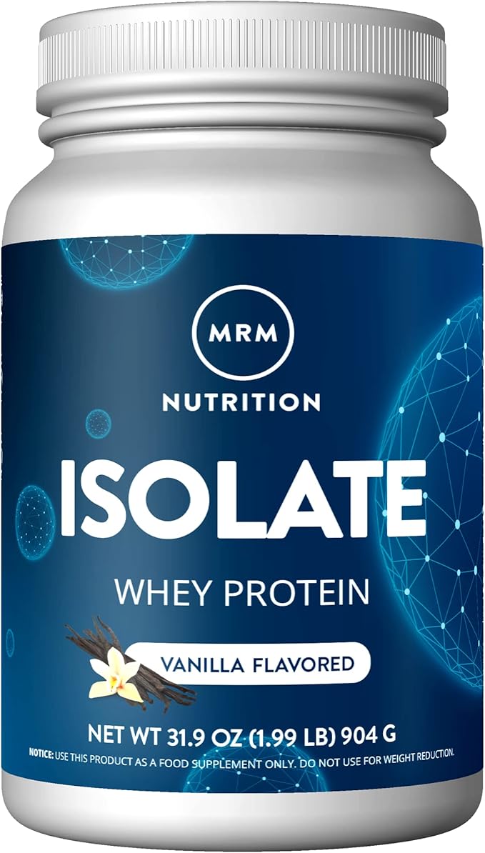 MRM Nutrition Isolate Whey Protein Powder - Vanilla Flavored 24 g Protein with Added BCAAs &amp Glutamine Digestive Enzymes Gluten-Free Hormone- and Antibiotic-Free - 29 Servings