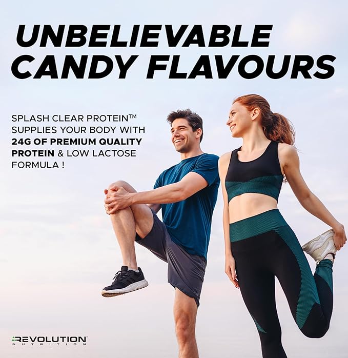 Revolution Nutrition Splash Clear Protein Clear Whey Protein Powder Juice-Type Protein Candy Flavour Collagen 24g Protein Zero Sugar Zero Carb 667g 23 Servings (Sour Watermelon 1.47 Pound)