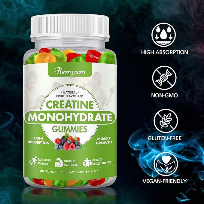 Creatine Monohydrate Gummies - 5g Creatine for Women Men Enhanced Muscle Strength Boost Focus and Endurance Muscle BuilderL-Taurine + Vitamin B12Vegan Gluten-Free 240 Count