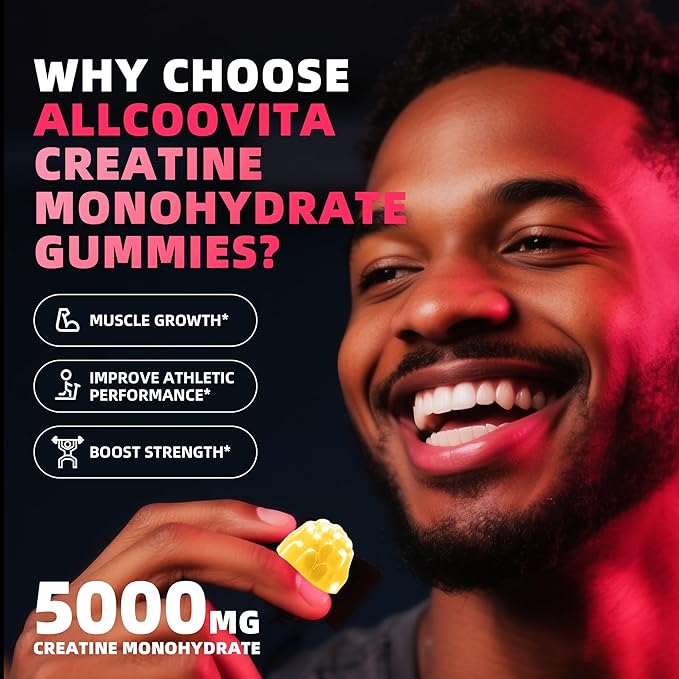 Creatine Monohydrate Gummies for Men &amp Women. Boost FocusStrength and Endurance Anti-Melting Formula Vegan Gluten-Free Non-GMO(Passion Fruit 135 ct)