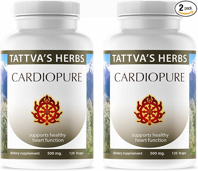 Tattva's Herbs Cardiopure Herbal Ayurvedic Supplement Vegetarian Capsules Ashwagandha Rauwolfia &amp Arjuna Full Spectrum Co2 Extracts Veggie Capsules 240 Count 25 Years of Premium Service