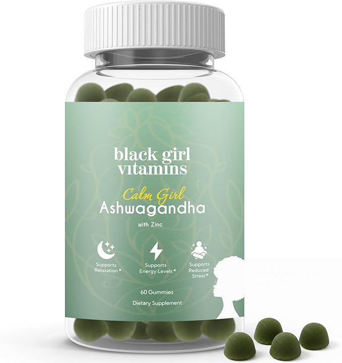 Black Girl Vitamins Calm Girl Ashwagandha + Zinc Gummies Stress Support Promotes Relaxation &amp Mental Clarity Supports Sleep &amp Immune Health – Doctor-Formulated Daily Vegan Supplement