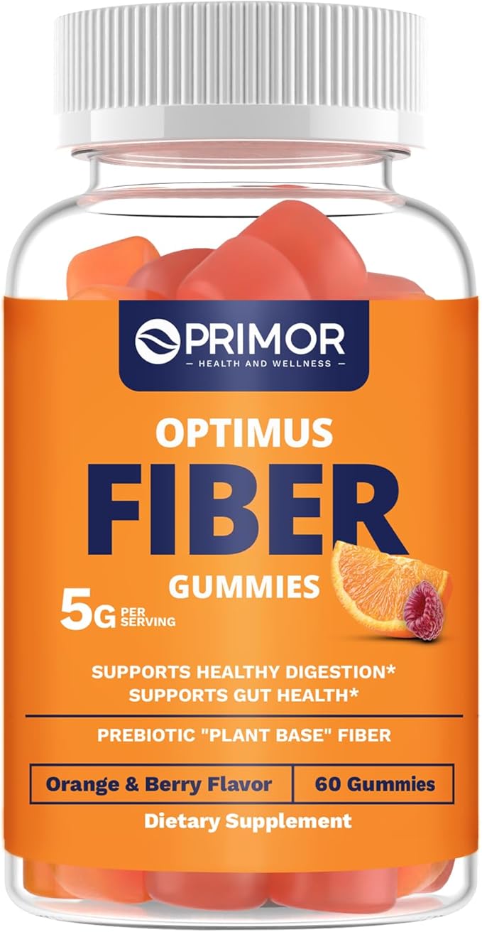 Fiber Gummies Supports Digestion Health &amp Regularity - 5 Grams of Prebiotic Fiber - Vegetarian – Gluten Free – 100% Natural - for Women &amp Men – Made in USA – 60 Gummies