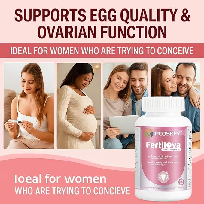 Fertilova Women’s Reproductive Health Support Supplement – Myo-Inositol Methylfolate CoQ10 &amp Antioxidants – Cellular Health &amp Energy Support – 120 Vegetarian Capsules