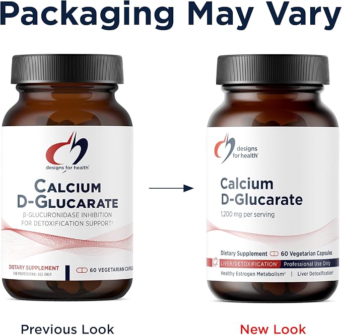Designs for Health Calcium D-Glucarate - 1200mg CDG for Liver Support - Detoxification + Healthy Hormone Metabolism Support Supplement for Men + Women - Non-GMO Soy-Free (60 Capsules)
