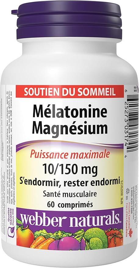 Webber Naturals Melatonin Magnesium 10/150 mg · Maximum Strength 60 Tablets