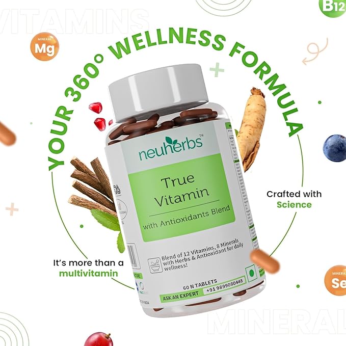 Viva Multivitamin | True Vitamin for Men and Women with Antioxidant &amp Herbs Blend Vitamin C D3 ZincVitamin Ginseng Extract for Energy Stamina &amp Immunity 60 Multivitamin Tablets