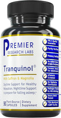 Premier Research Labs Tranquinol - Natural Sleep Aid Supplement for Deep Sleep Support and Calm Mind | Magnesium Turmeric Lemon Balm &amp Saffron Extract - Pure Vegan - 90 Plant-Source Capsules
