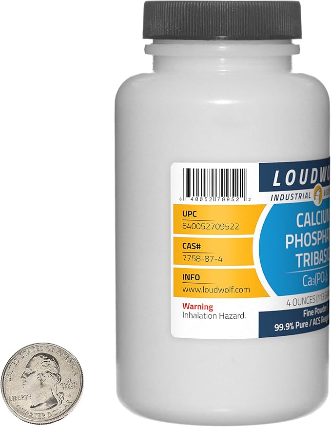 Calcium Phosphate Tribasic / 1 Pound / 4 Bottles / 99.9% Pure ACS Reagent Grade/Fine Powder