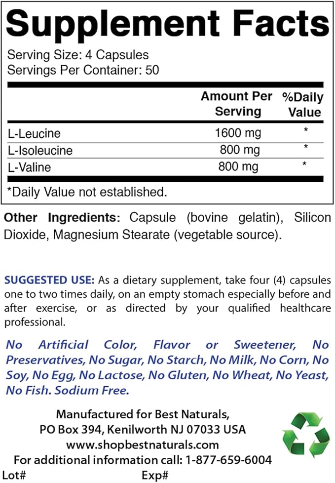 Best Naturals BCAA 3200mg &amp Zinc Citrate 30 mg