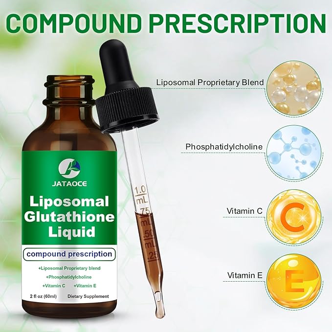 Liposomal Glutathione 1500 MG Liquid Glutathione Supplement Powerful Antioxidant Liver Detox Immune EnhancerAdd Vitamin C and Vitamin ESupports Immunity Skin Hair and Healthy Aging