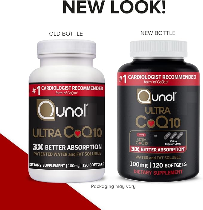 Qunol Ultra CoQ10 100mg 3x Better Absorption Patented Water and Fat Soluble Natural Supplement Form of Coenzyme Q10 Antioxidant for Heart Health 240 Count Softgels