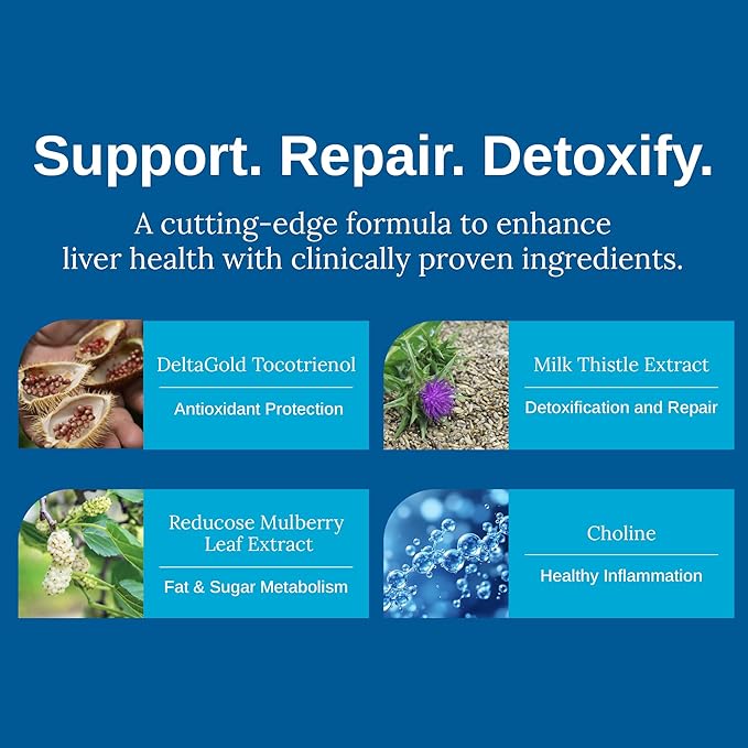 Xtendlife Total Liver Care for Blood Sugar Fat Management &amp Detoxification - Science-Backed Liver Care with Milk Thistle &amp Tocotrienol - 30 Day Supply
