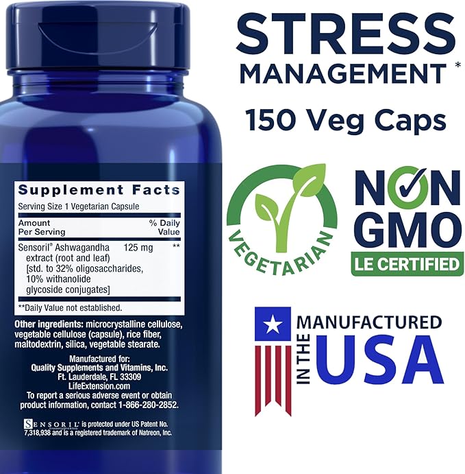 Life Extension Optimized Ashwagandha 150 Veg Caps - Non-GMO Gluten Free Vegetarian Capsules