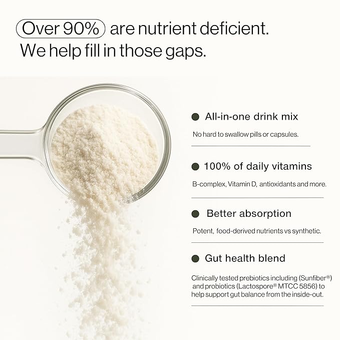 B.WILD Plant-Based Multivitamin Superfood Drink Mix – Refreshing Peach Green Tea with Vitamins Minerals Prebiotics &amp Probiotics for Gut Health &amp Daily Wellness – 30 Servings – Vegan Gluten-