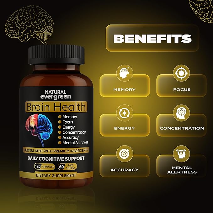 Brain Supplements for Memory and Focus – Nootropic for Men &amp Women | Supports Memory Mental Clarity &amp Focus | Capsules with L-Theanine Vitamin B6 &amp Phosphatidylserine (120)