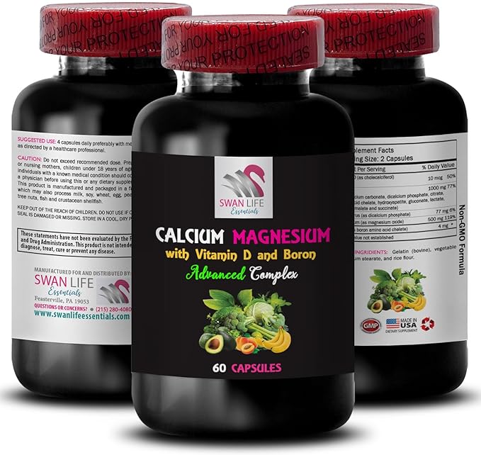 Calcium Magnesium Supplement - Phosphorus Support Magnesium Formula Daily Support Boron Benefits Calcium with D Vitamin D Boost Natural Supplements for Women Balanced Minerals 2Bot