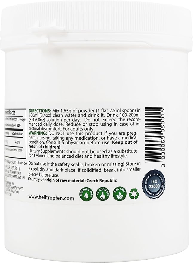 2 Pounds Magnesium Chloride Hexahydrate | Pharmaceutical Grade Ingredients | Third-Party Tested | Crystal Powder | Pure Ph. EUR. BP USP 100% | Heiltropfen®
