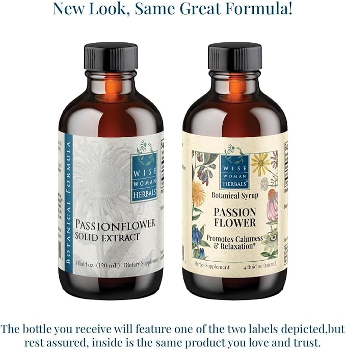 Wise Woman Herbals Passionflower Botanical Syrup (formerly) Solid Extract 4:1 Alcohol-Free Extra Strength Herbal Relaxation &amp Sleep Aid Eases Tension &amp Anxiety Supports Calm Mood Balance &