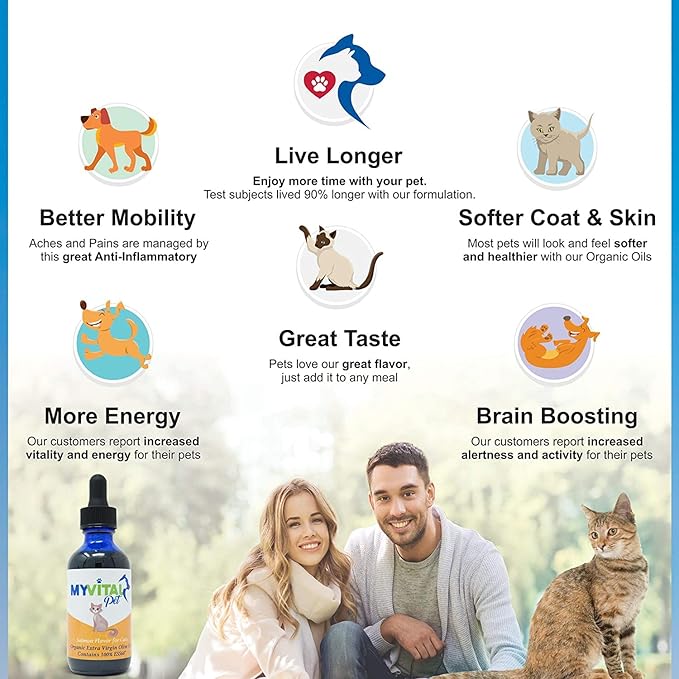 MyVitalC Combo 4Oz ESS60 Organic Extra Virgin Olive Oil &amp 2Oz MyVitalPet ESS60 Olive Olive for Cats &amp Pets Salmon Flavored