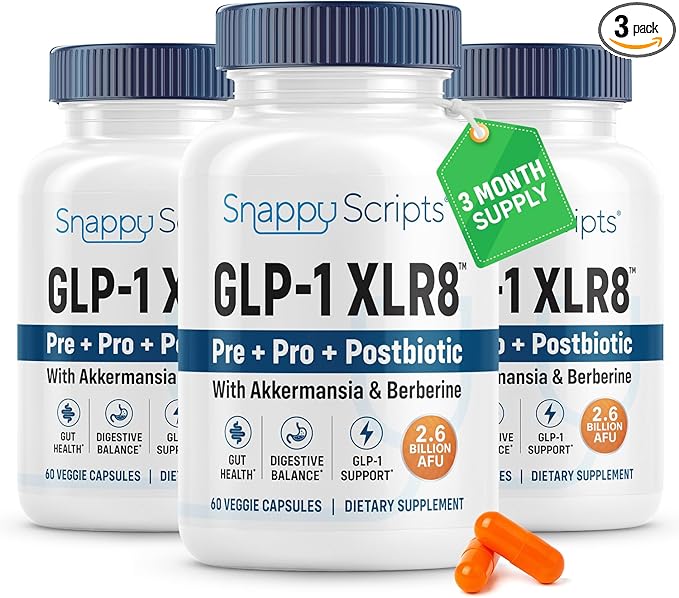 GLP-1 XLR8 Supplement for Weight Loss Digestion Constipation Bloating Relief with Akkermansia 2.6 Billion AFU Live Prebiotic Probiotic Postbiotic Gut Health + Berberine for Women Men 180 Capsules