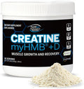 Creatine Monohydrate Powder 30 Servings Unflavored with HMB 3000mg and Vitamin D 12.5mcg Creapure Supplement 5g Per Serving for Daily Strength Training Performance Muscle Support for Adults