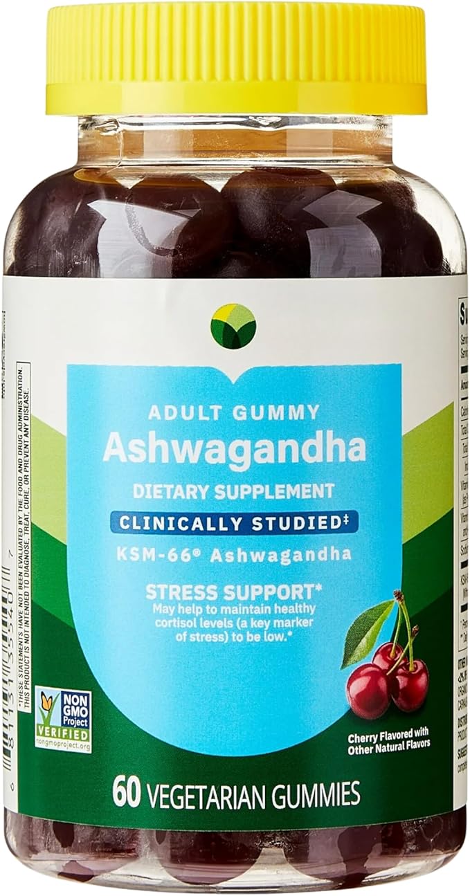 KP+ Ashwagandha | Ashwagandha Adult Gummies | Stress Support &amp Relaxation | Helps Maintain Healthy Cortisol Levels | Cherry Flavor | 60 Vegetarian Gummies | Pack of 1