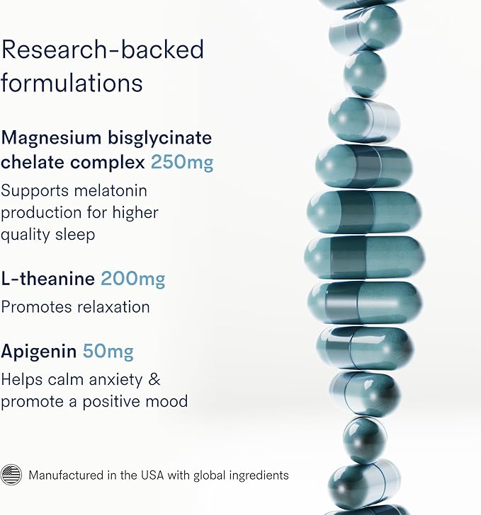 Tally Health Restore – Nighttime Sleep Formula with Magnesium Bisglycinate L-Theanine &amp Apigenin | Melatonin-Free Vegan Non-GMO | Promotes Relaxation &amp Restful Sleep | 90 Capsules