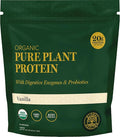Global Healing Organic Plant Vanilla Protein Powder for Men and Women 20g - Dairy Free Protein Powder with Digestive Enzymes &amp Probiotics to Support Gut Health (1.6 Lbs)