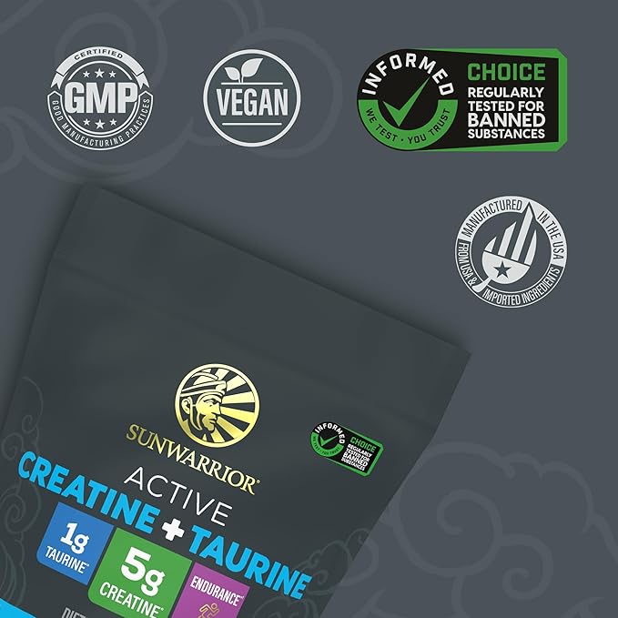 Creatine Monohydrate Powder Taurine Supplement 5g Creatine Monohydrate 1g Taurine per Serving | Vegan Muscle Strength Endurance &amp Recovery Support Clean Performance Formula | 60 Servings Unflav