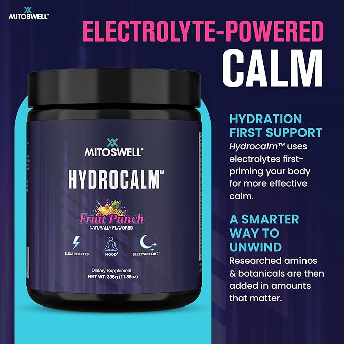 Hydrocalm Nighttime Hydration Powder – Electrolyte &amp Calm Sleep Powder Drink Mix – Magnesium Sleep Supplement Without Melatonin Plus Amino Acids &amp Herbs – No Sugar Fruit Punch (30 Servings)