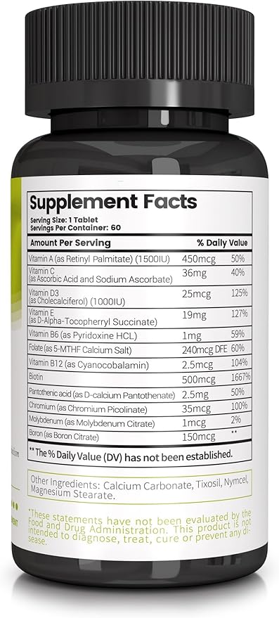 Losoki Adult Multi Vitamins - Comprehensive Daily Multivitamin Supplement for Men and Women - 60 Tablets for Enhanced Energy Vitality and Immune Support